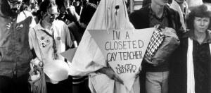 From a demonstration for gay rights in the 1970s.