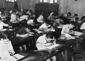 Public examination students at work in Queensland, 1940