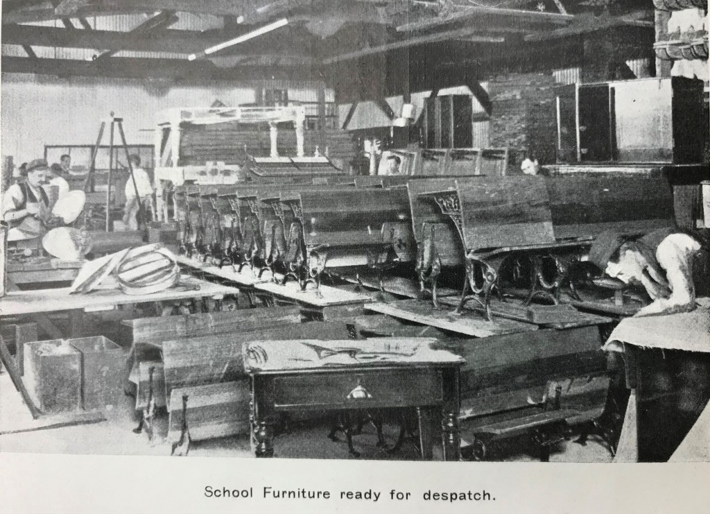 Desks produced at Drummoyne Workshops in 1913. Source: Three Years of Education, p. 42.