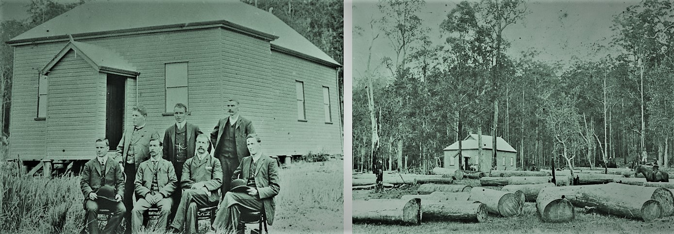 The school of arts at Tyalgum provides a good example of how even the smallest rural settlements, here in north-east NSW. Management committee on theleft, and setting on the right. 1908. SLQ