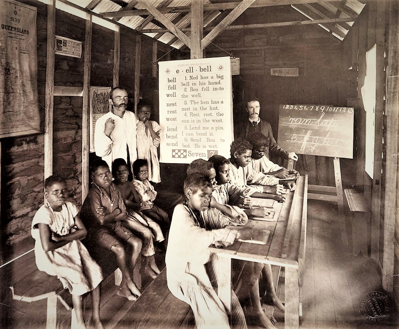 Inside the Yarrabah school room some years earlier than Yashchenko's visit (1893). Source: State Library of Queensland.