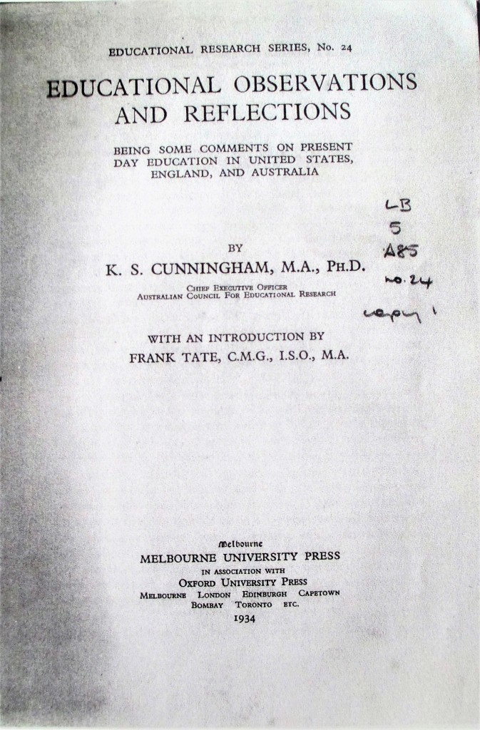 Title page, Educational observations and reflections by K.S. Cunningham